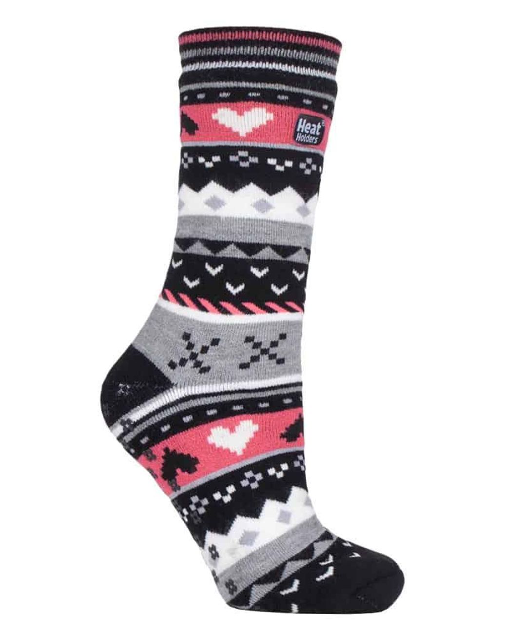 Heat Holders White Ladies Fairisle Nordic Winter Non Slip Thermal Slipper Socks