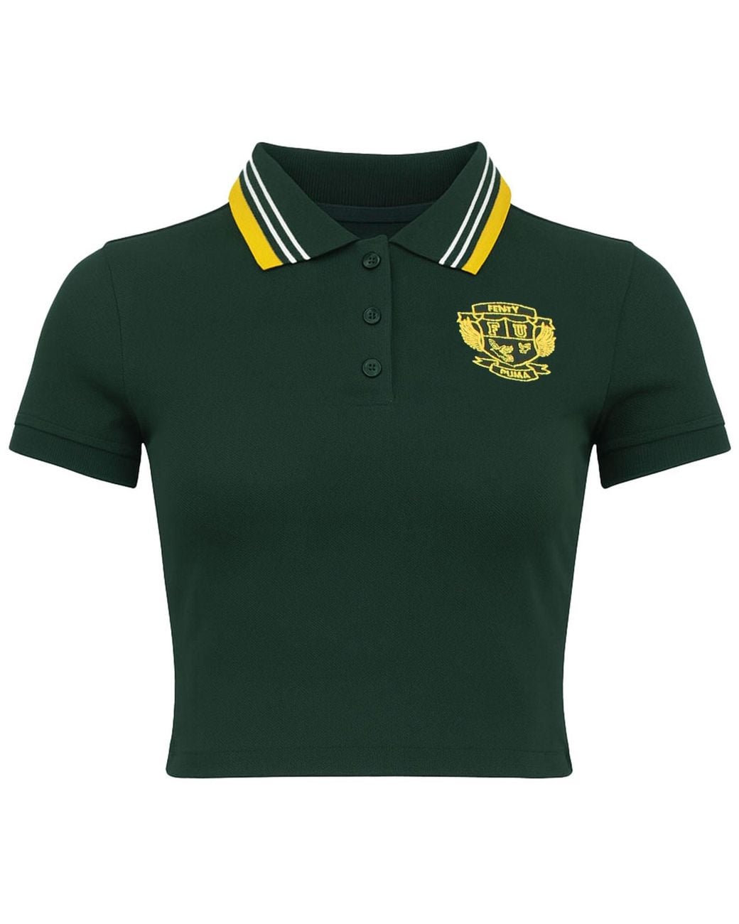 PUMA Green X Rihanna Fenty Cropped Polo Shirt Cotton