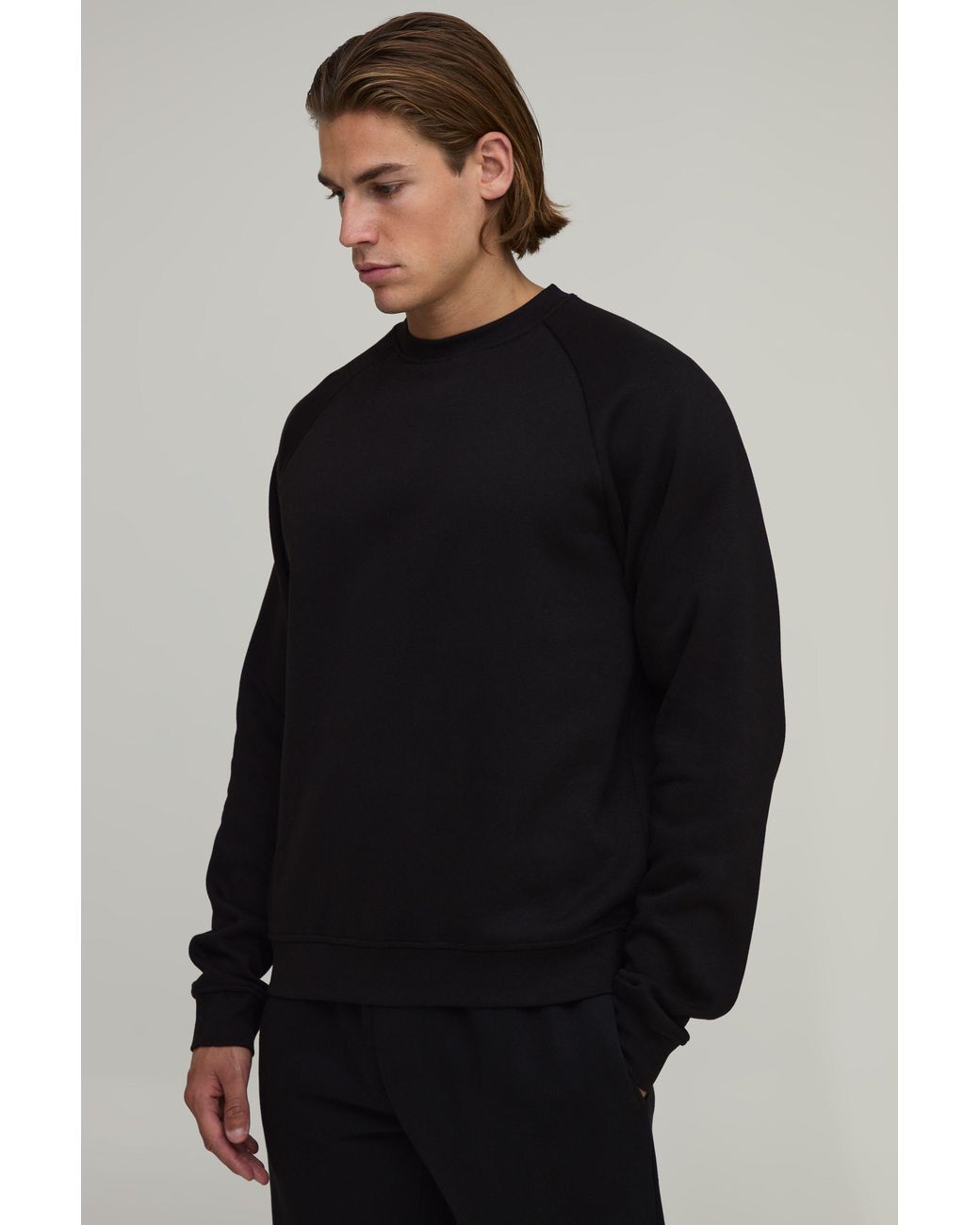 BoohooMAN Blue Essential Regular Fit Raglan Sleeve Sweater for men