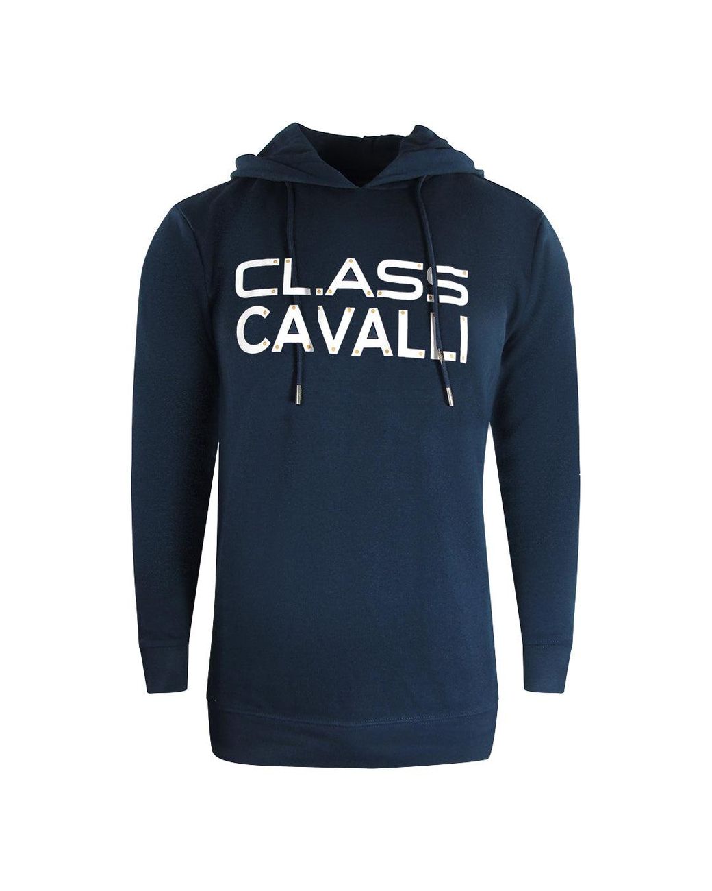 Roberto Cavalli Blue Reverse Logo Hoodie Cotton for men