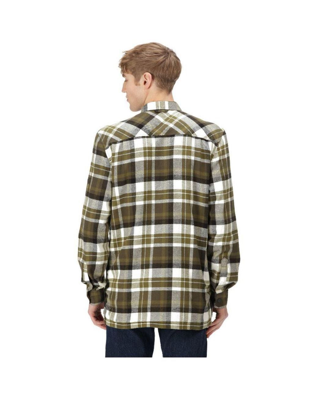 Regatta Green Thamos Organic Cotton Check Long Sleeve Shirt for men