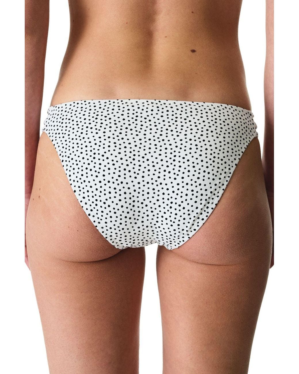 Penti White Point Polka Dot Textured Mid Waist Bikini Bottom