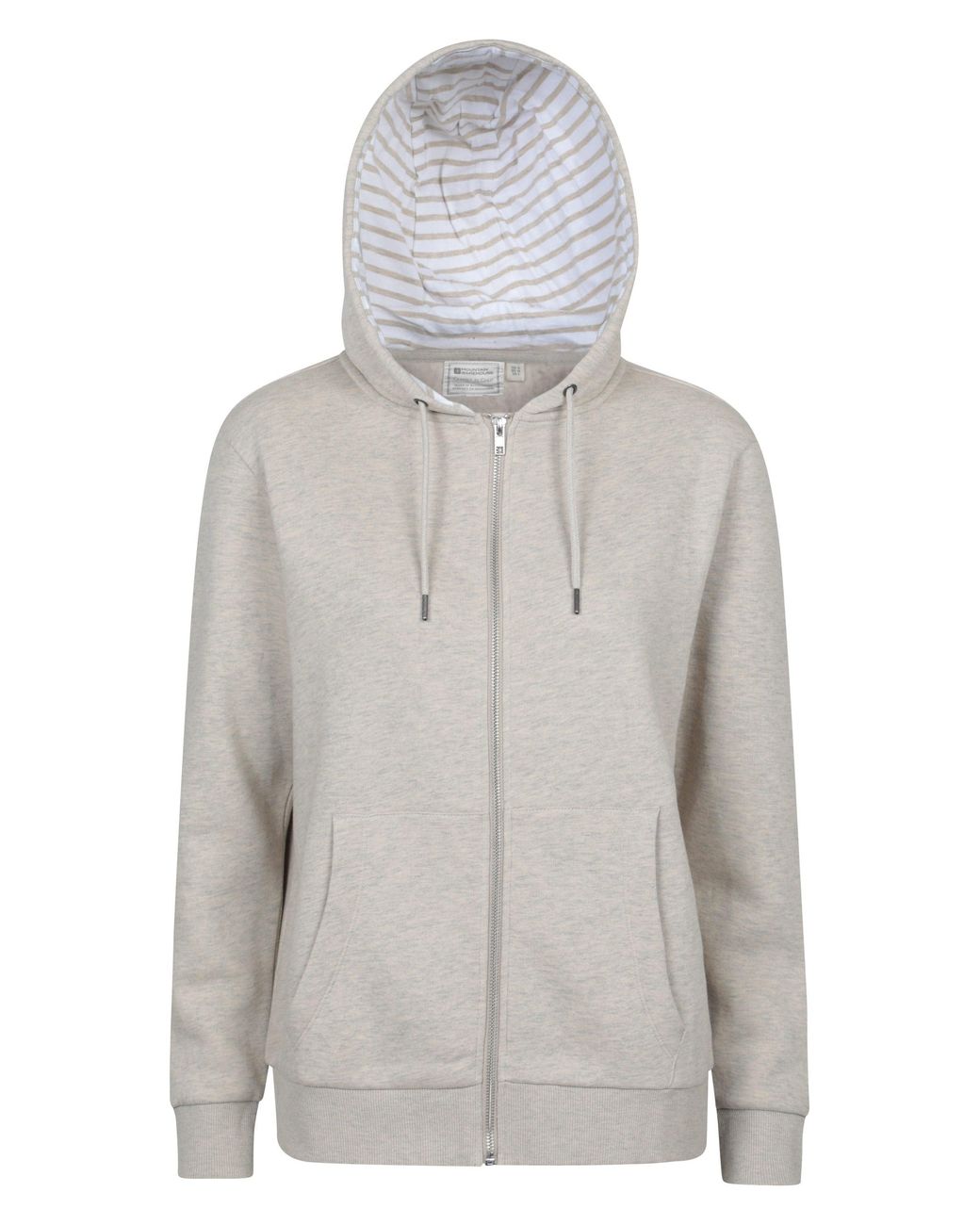 Mountain Warehouse Gray 'Penzance' Zip Through Hoodie With Side Pockets Drawcord Jumper Cotton
