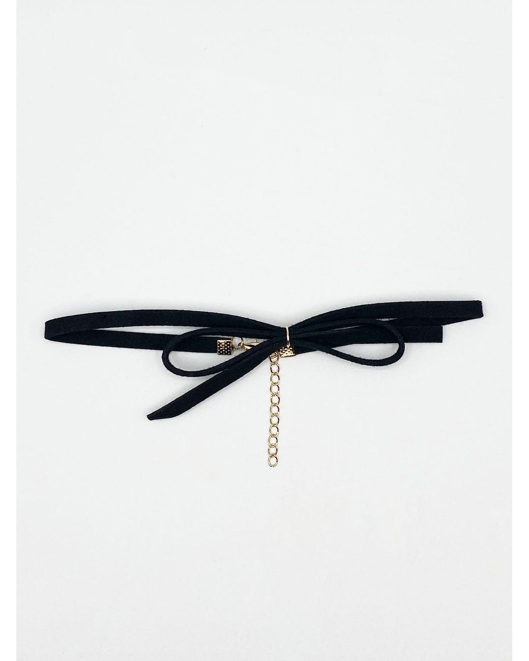 SVNX Black Faux Suede Choker With Bow Detail