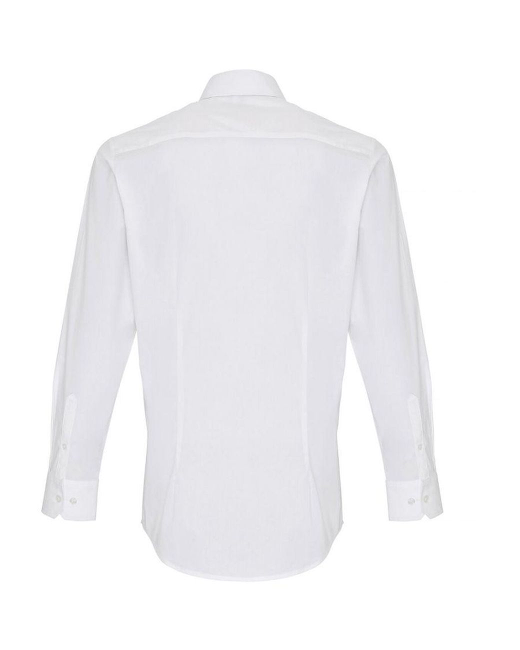 PREMIER White Stretch Fit Poplin Long Sleeve Shirt for men