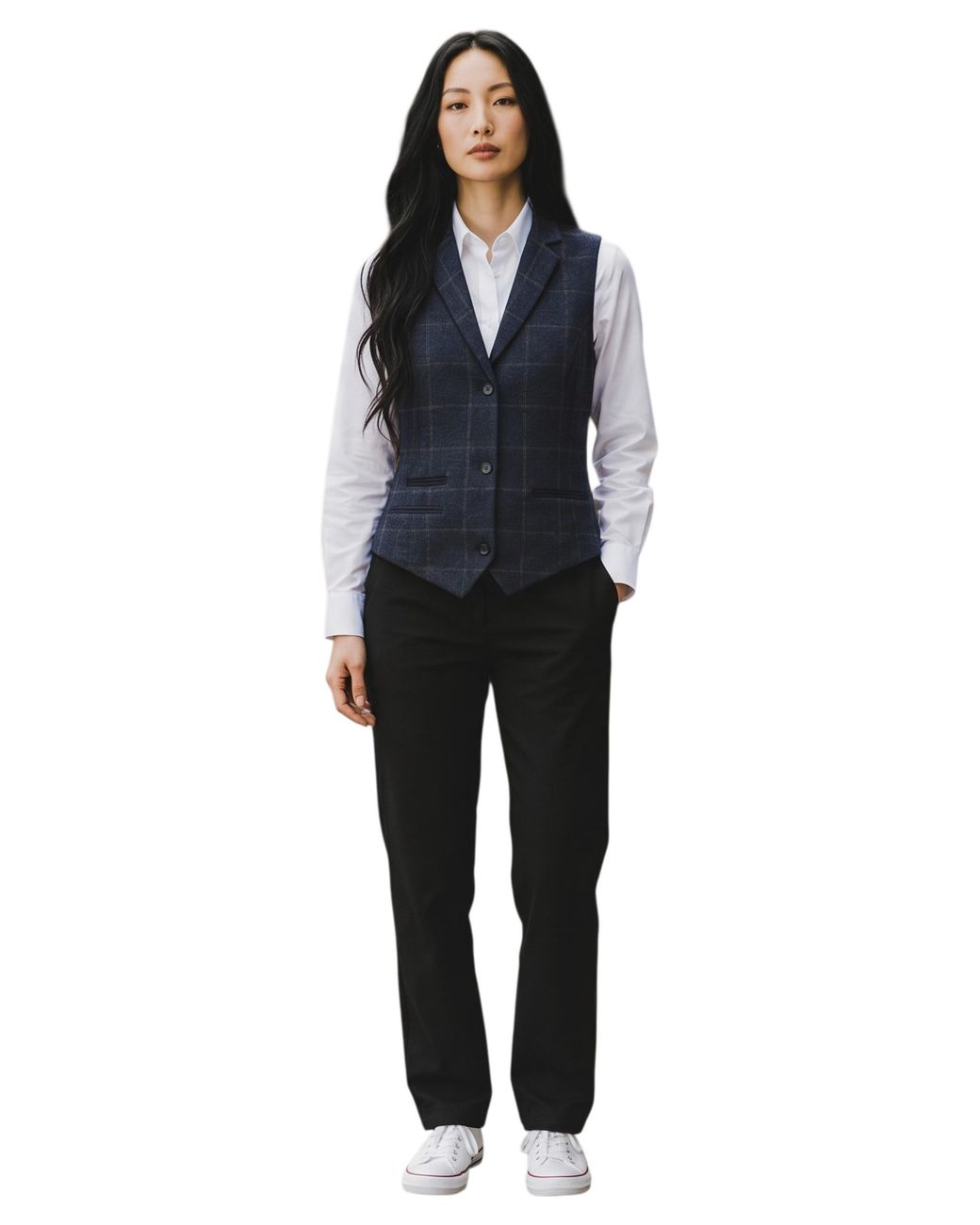 TruClothing Blue Tailored Fit Tweed Waistcoat Formal Vest