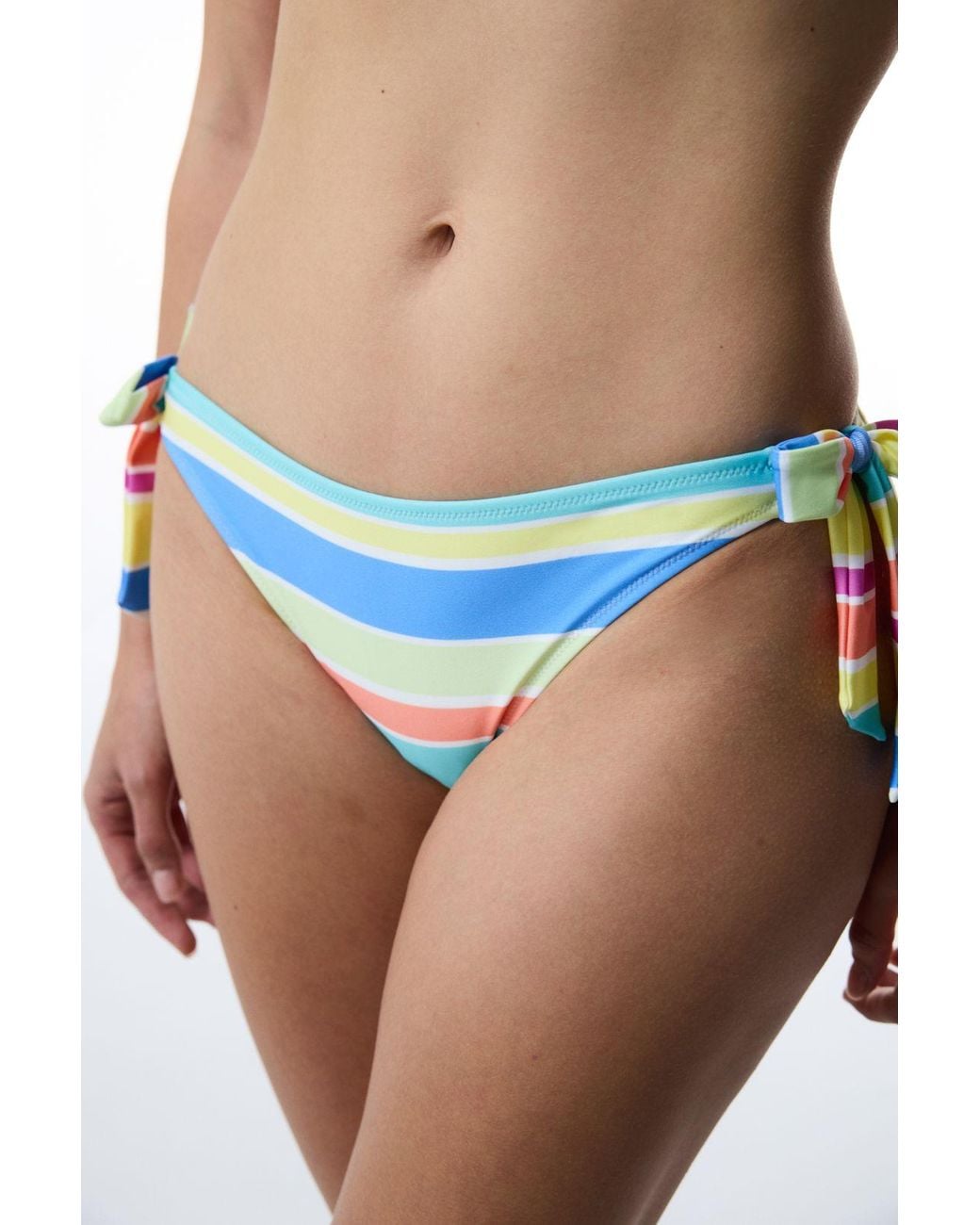Penti Blue Striped Low-Waist Brazilian Bikini Bottoms