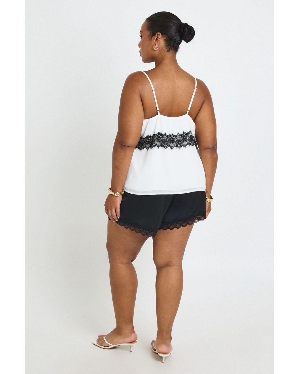 Boohoo Blue Plus Lace Insert Cami Strappy Top