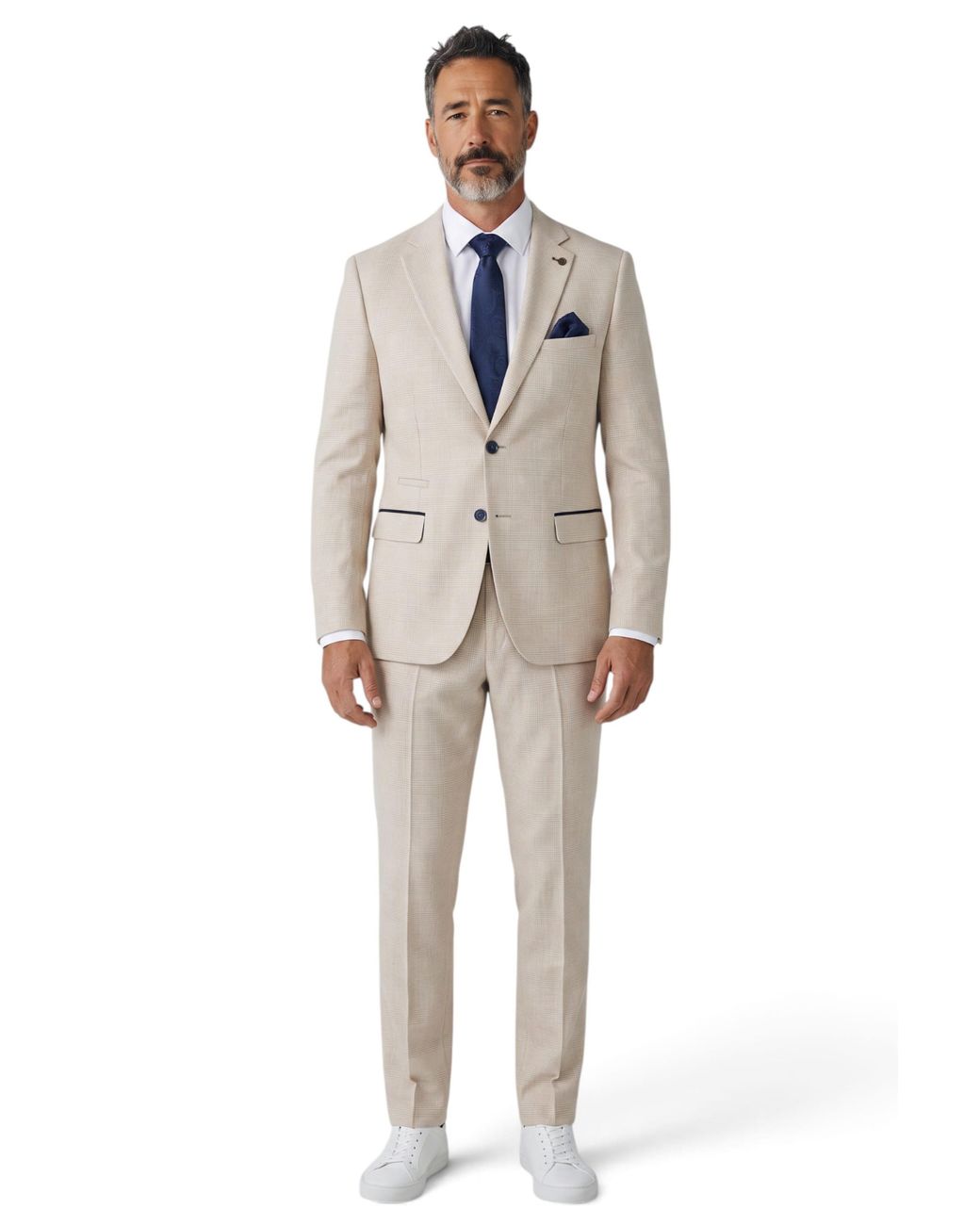 Paul Andrew Natural Checked Tailored Fit Blazer for men