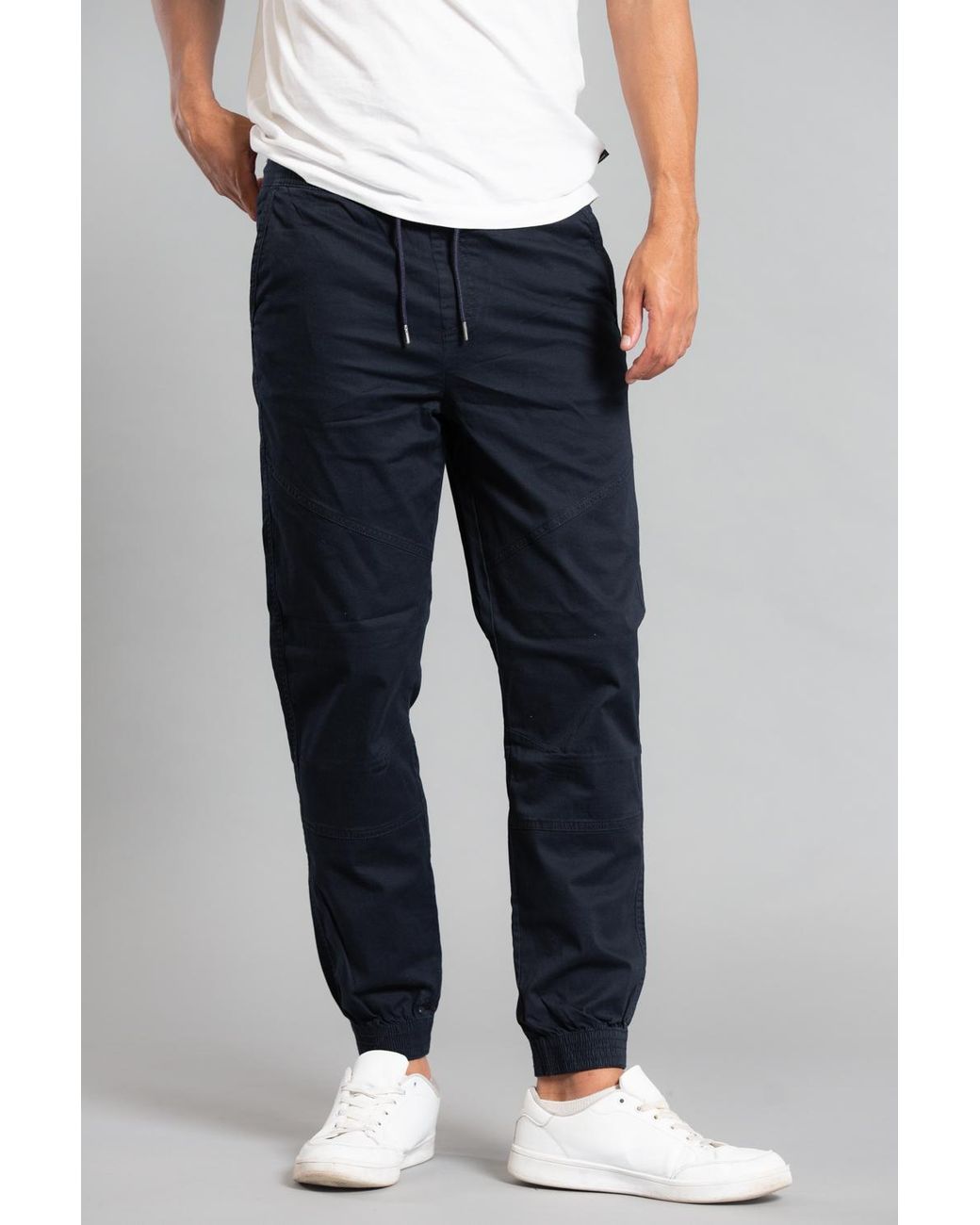 Tokyo Laundry Blue Cotton Cargo Trousers for men