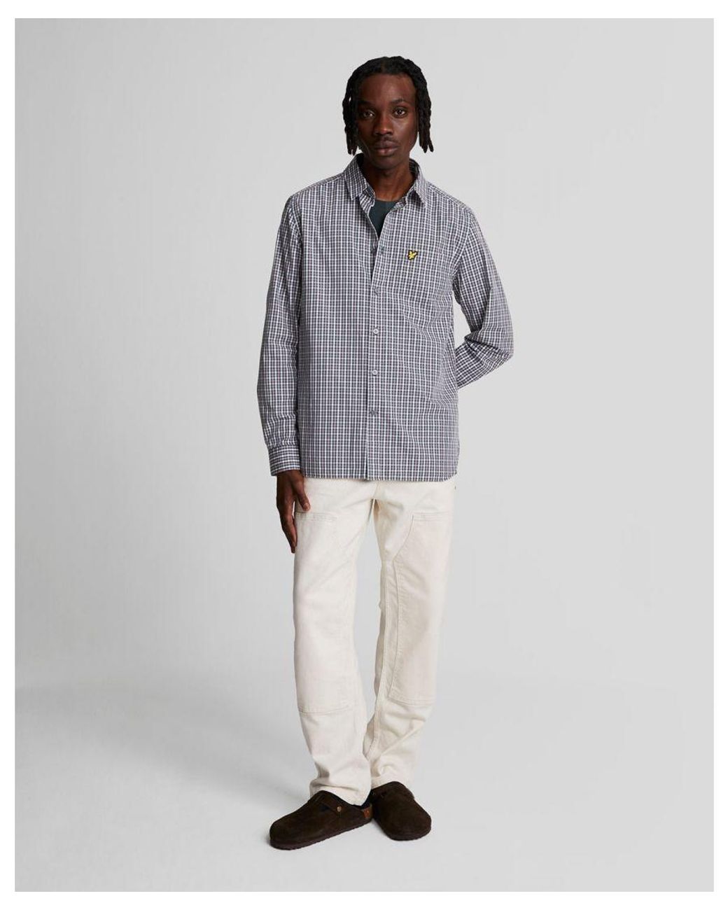 Lyle & Scott Gray Checked Gingham Shirt for men