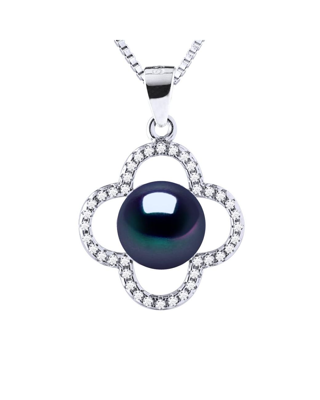 Diadema Blue Clover Necklace Freshwater Pearl 9-10 Mm 925