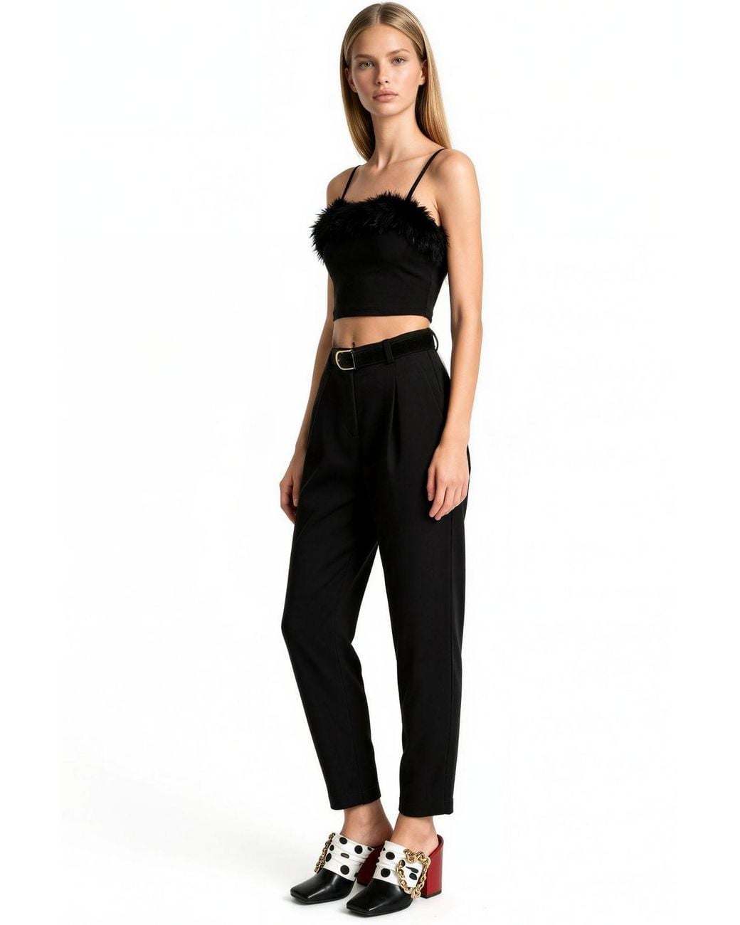 Busem Black Cotton Blend Stretch Pants