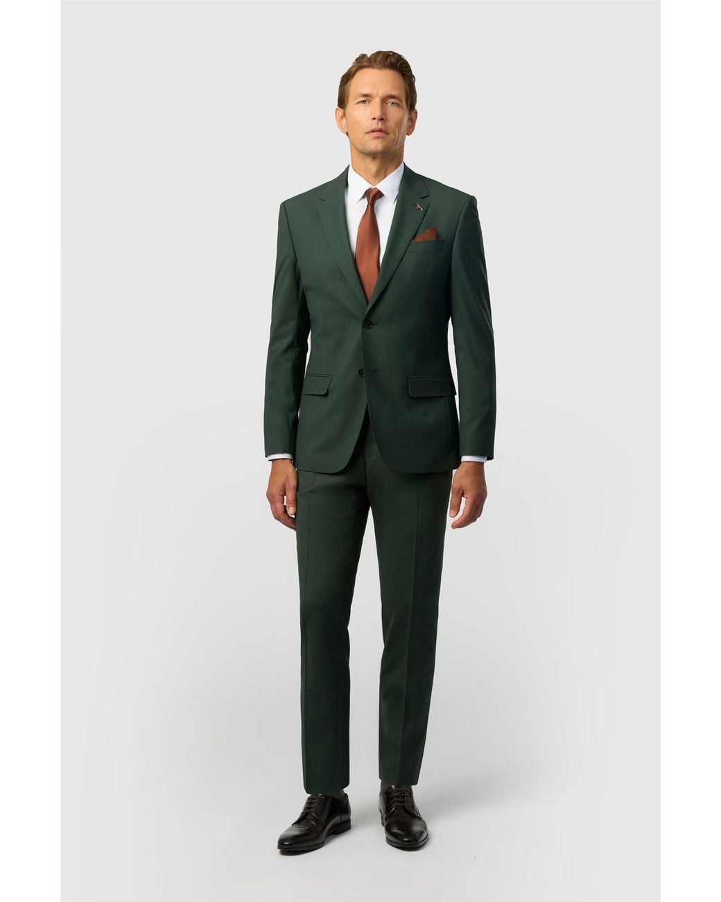 Ted Baker Green Single Breasted Long Sleeve Two Button Collared Slim Fit Suit Jacket for men