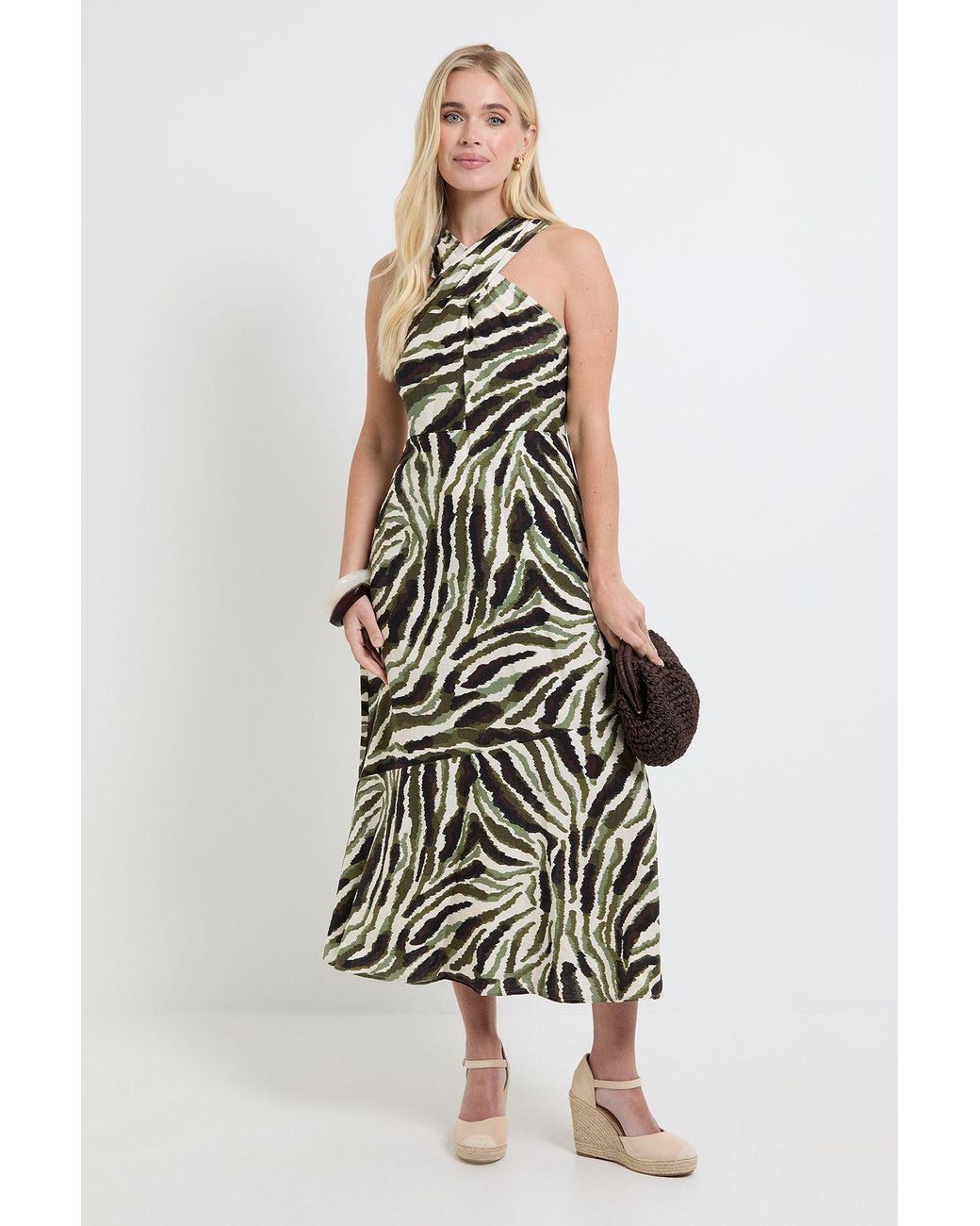 Wallis White Petite Abstract Twist Neck Maxi Dress