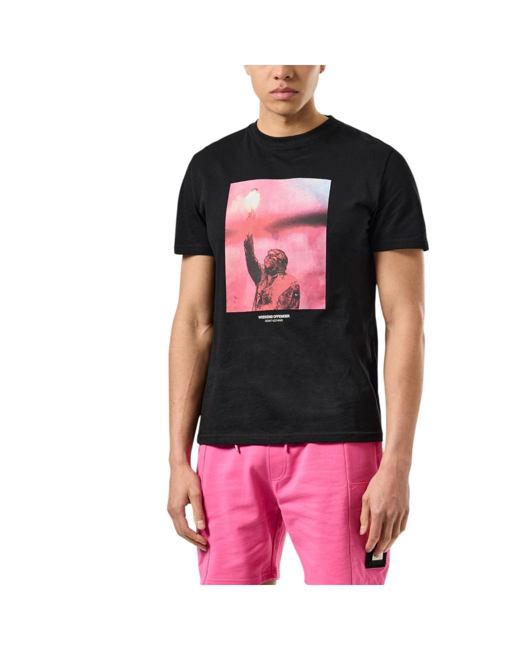 Weekend Offender Red T Shirts Bagliore Graphic Short Sleeve Casual Cotton Tee for men