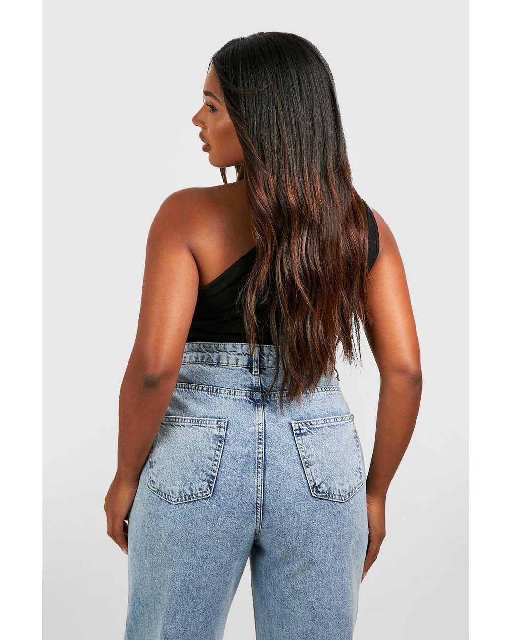 Boohoo Black Plus One Shoulder Ruched Asymmetric Top