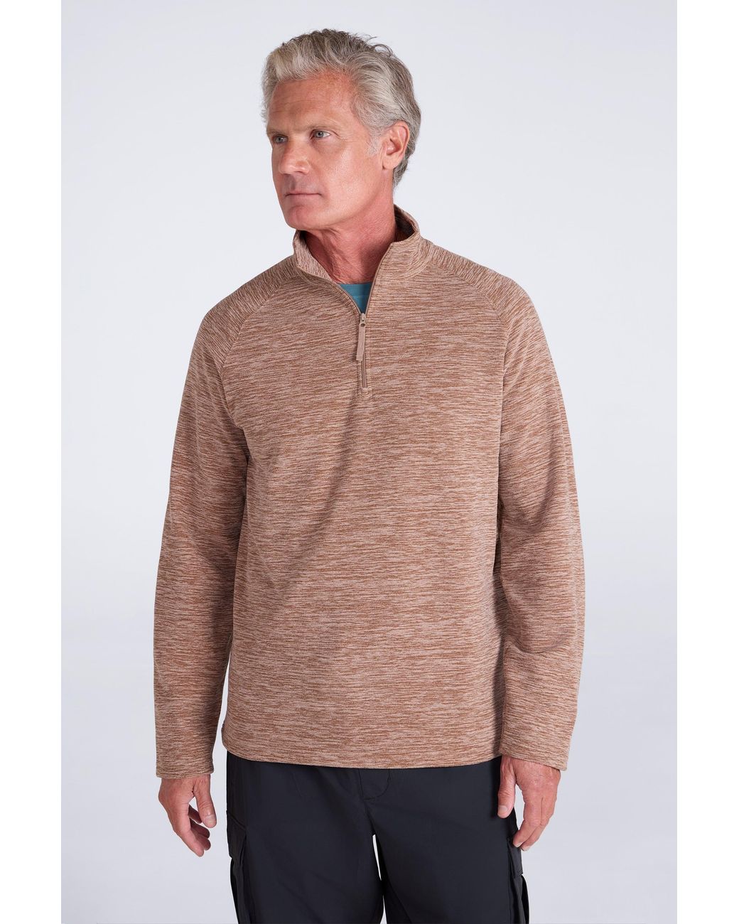 Mountain Warehouse Brown 'Snowdon' Fleece Top Half Zip Breathable Quick Dry Sweater for men