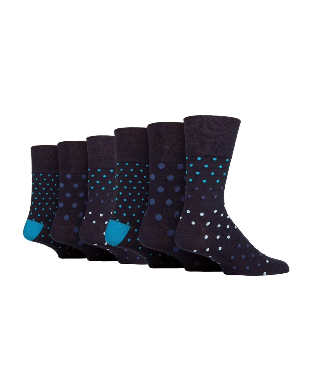 Gentle Grip Blue 6 Pack Non Elastic Loose Top Bamboo Socks for men