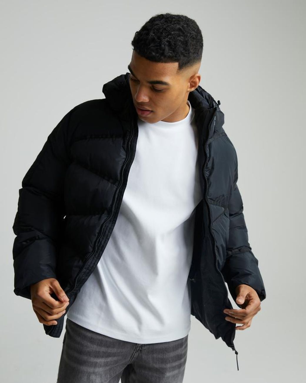 Alessandro Zavetti Black Finello Taped Puffer Jacket for men