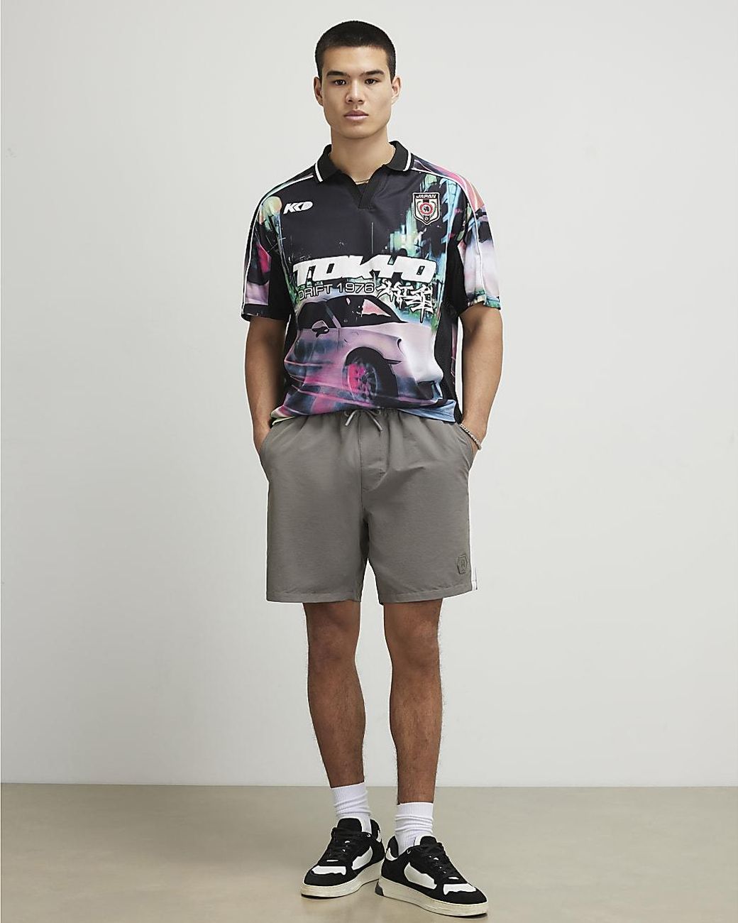 River Island Gray Shorts Ripstop Elasticated Drawstring for men
