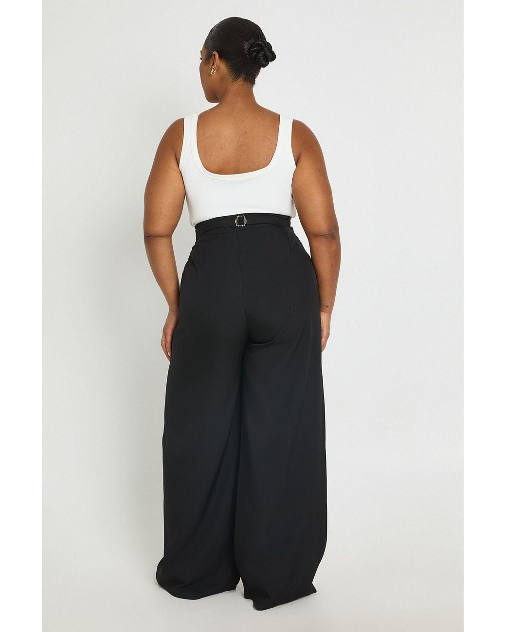 Boohoo Black Plus Adjustable Waist Straight Leg Trouser