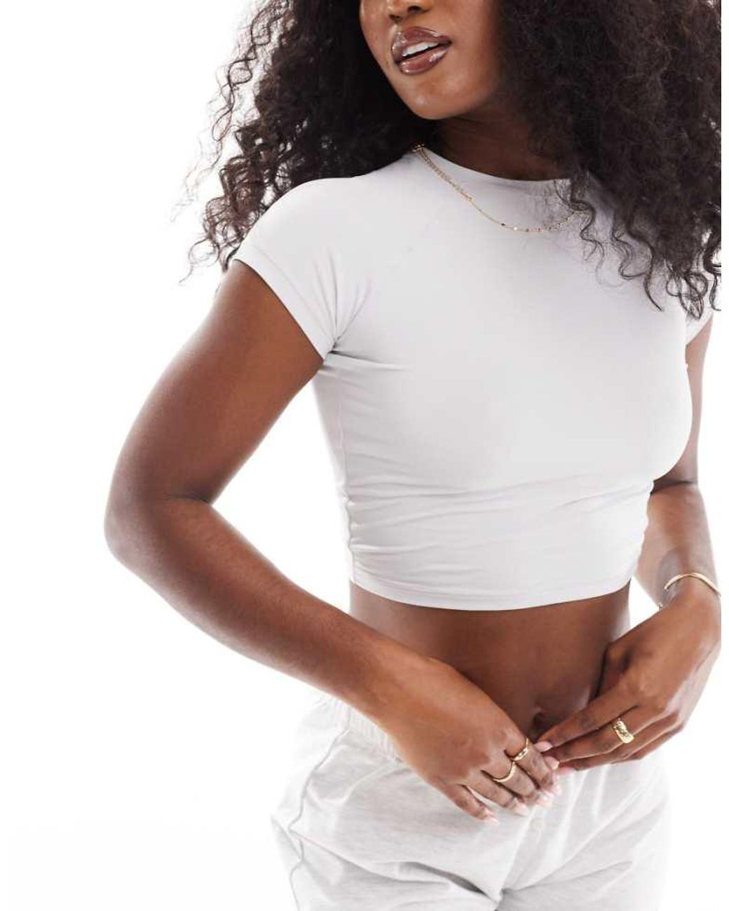 Cotton On White Soft Lounge Pyjama Raglan Crop Top