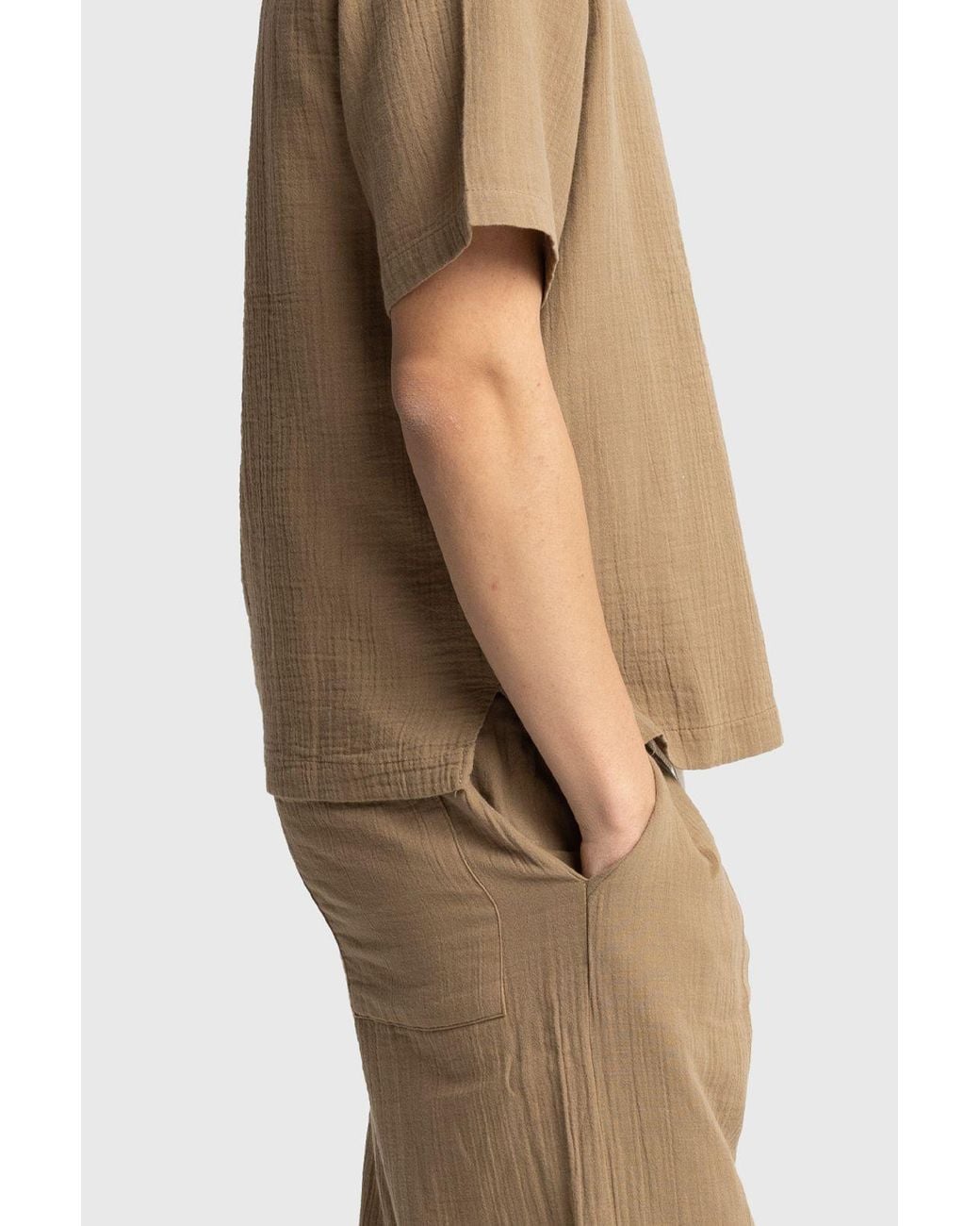 Giesto Natural Relaxed Fit Cotton Short Sleeve Shirt for men