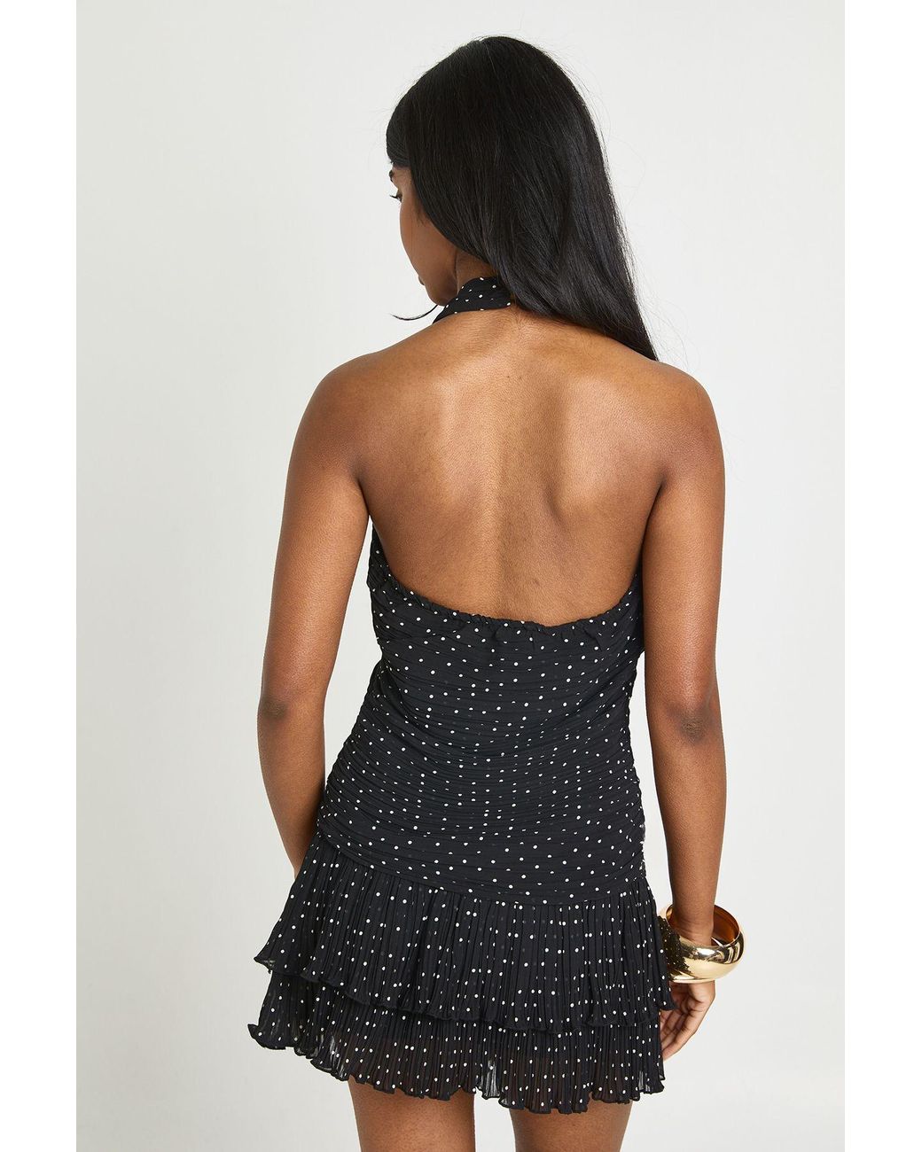 Boohoo Blue Polka Dot Pleated Mini Skirt