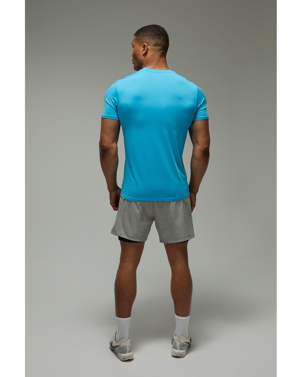 BoohooMAN Blue Active Regular Fit T-Shirt for men