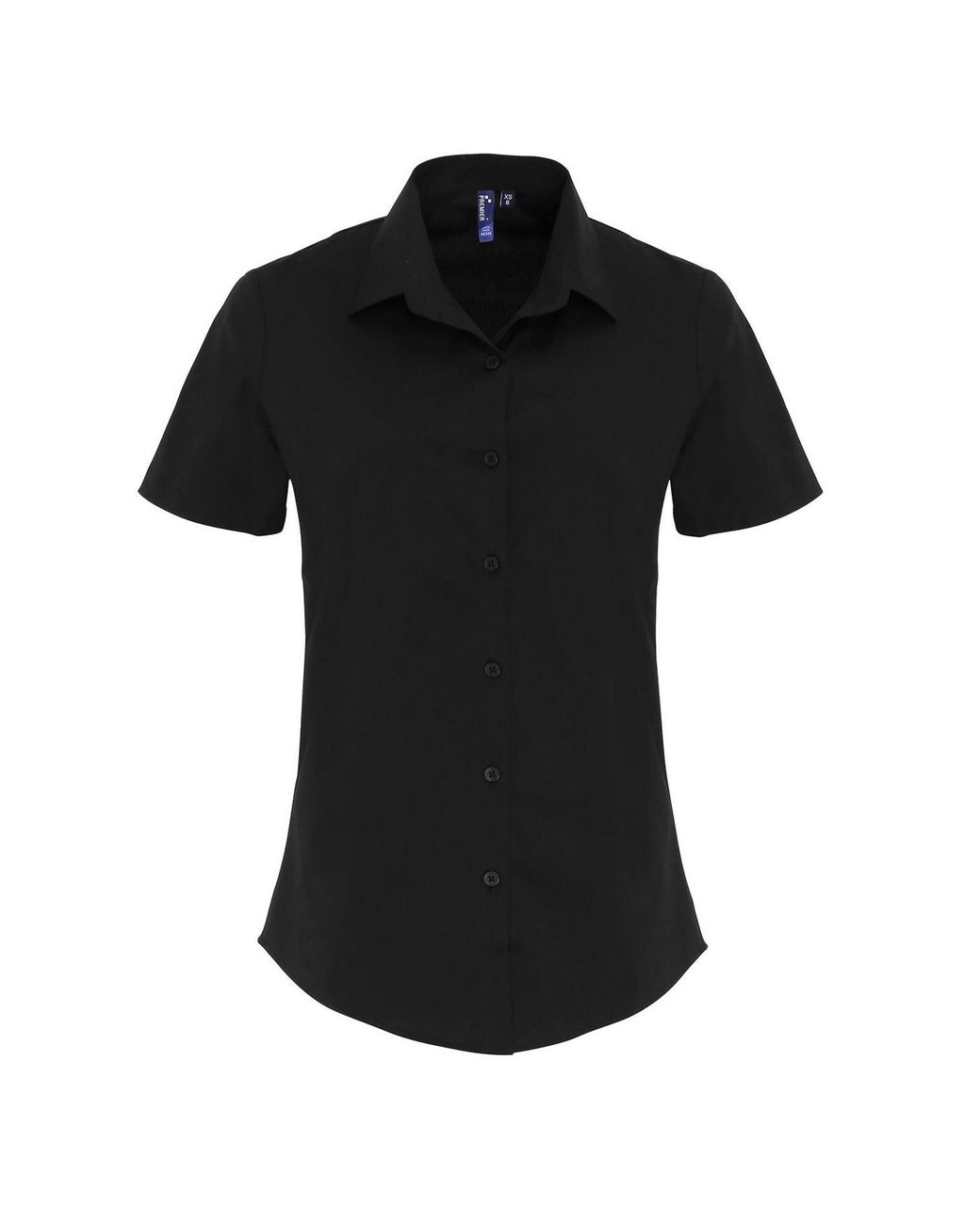 PREMIER Black Ladies Stretch Short-Sleeved Formal Shirt