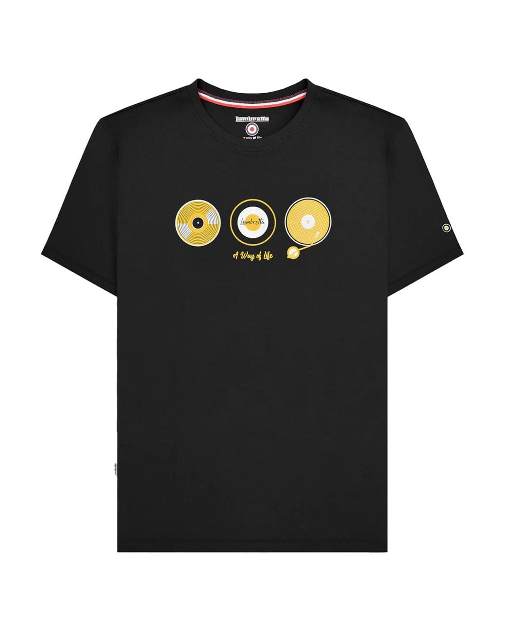Lambretta Black A Way Of Life Vinyl Record T-Shirt Cotton for men