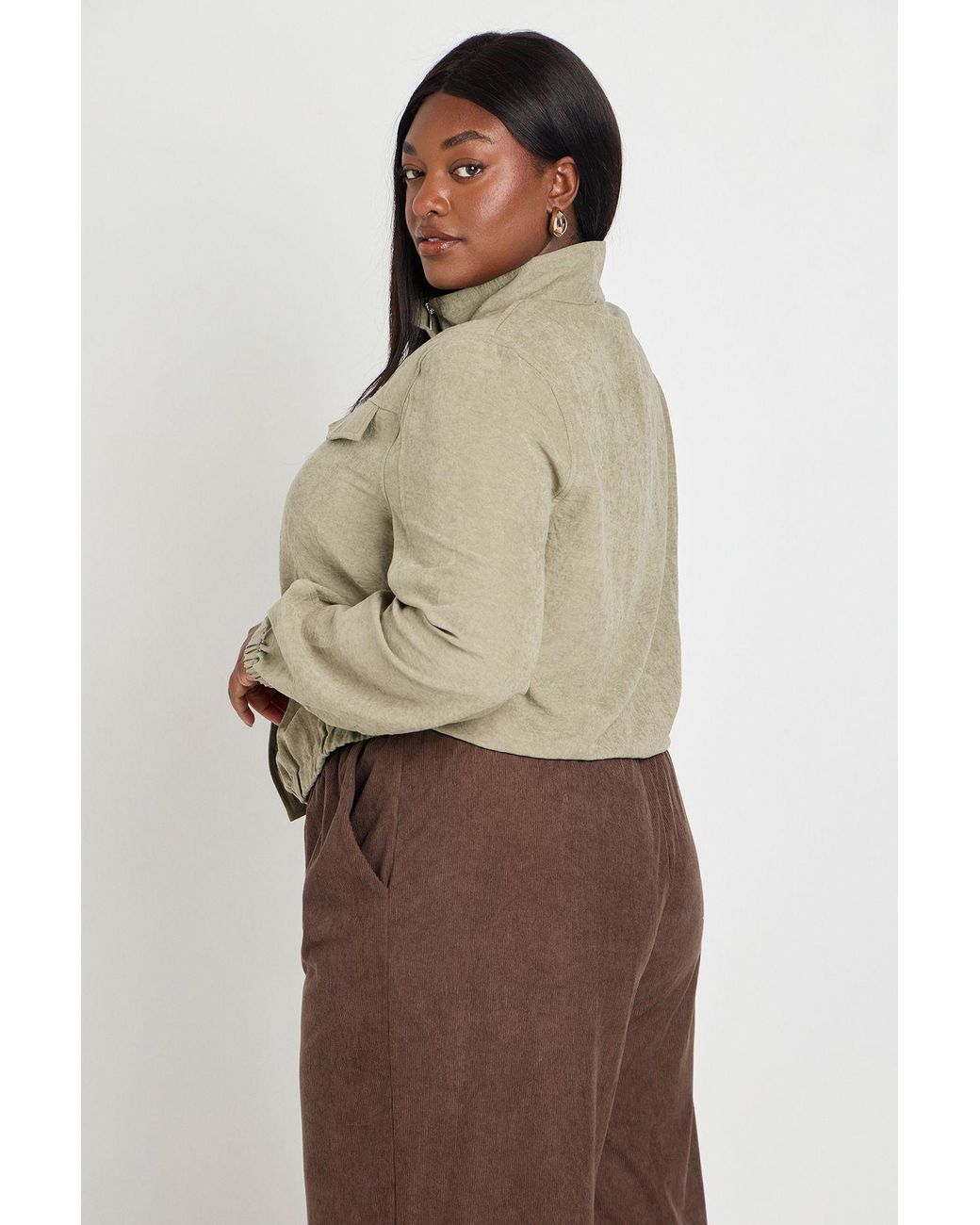 Boohoo Brown Plus Peached Funnel Neck Zip Up Jacket