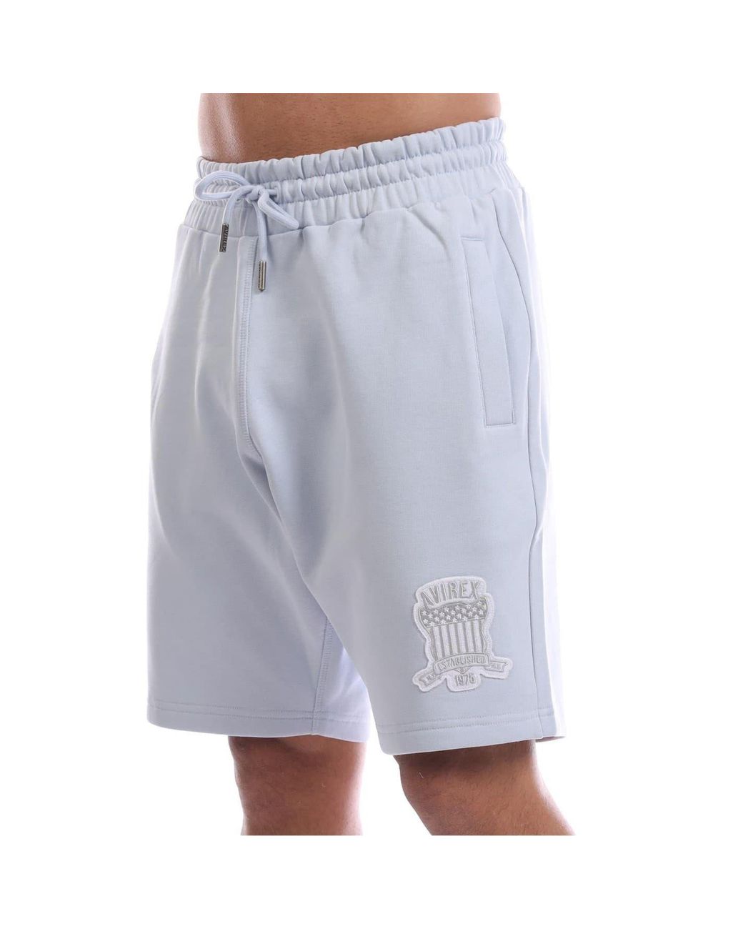 Avirex Blue Sunny Fleece Sweat Shorts With Elasticated Waistband for men
