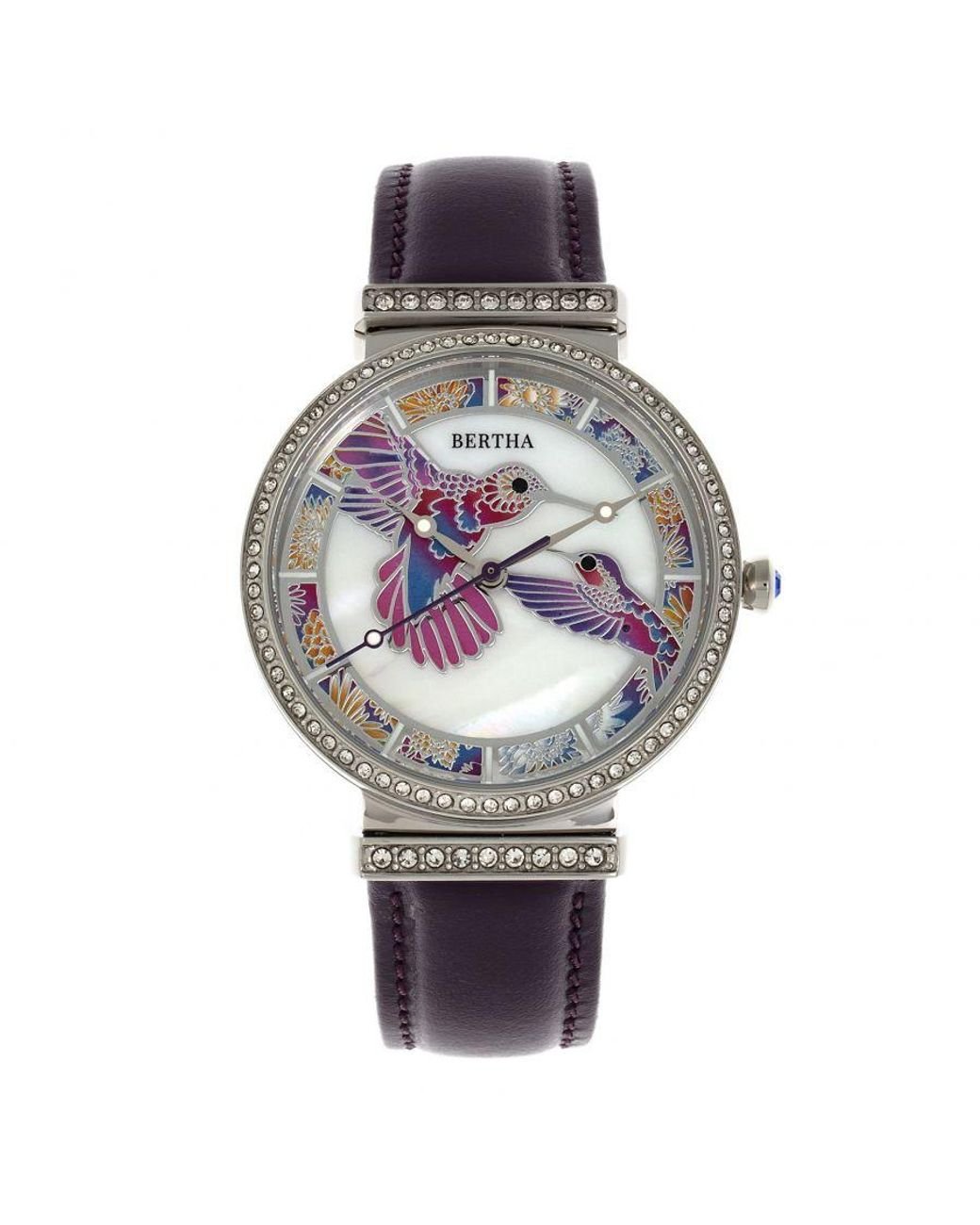 Bertha Emily Mother Of Pearl Leather Band Watch in Grey Lyst UK