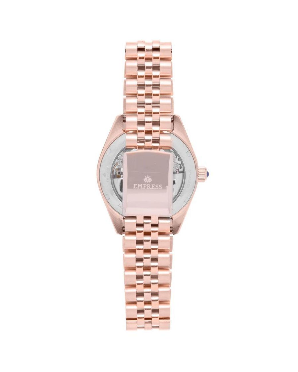 Empress Metallic Magnolia Automatic Mop Skeleton Dial Bracelet Watch