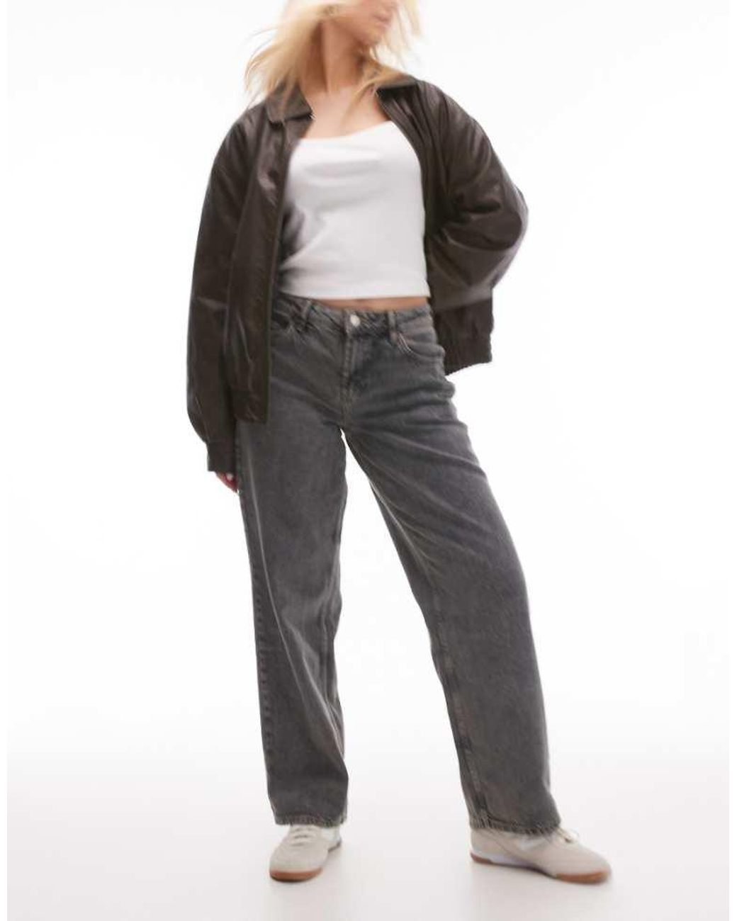Topshop Hourglass Black Cinch Low Rise Relaxed Jean