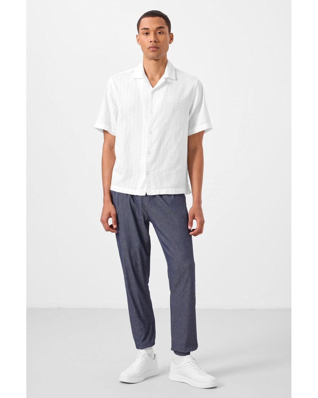 TOMMY LIFE Blue Straight-Leg Pull-On Chinos for men