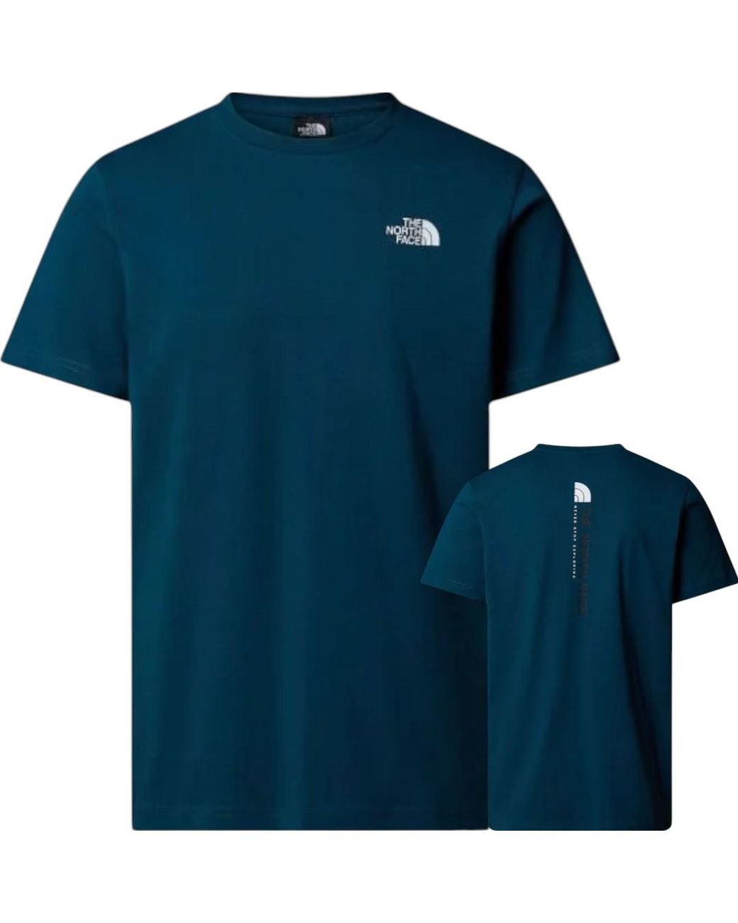 The North Face Blue Vertical Logo Ss T-Shirt Midnight Petrol for men