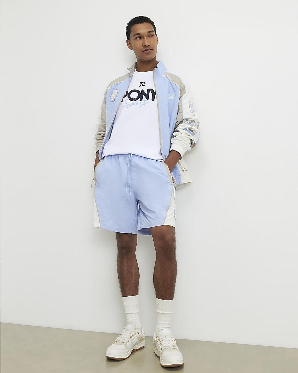 River Island White T-Shirt Oversized Crest Crew Neck Cotton for men