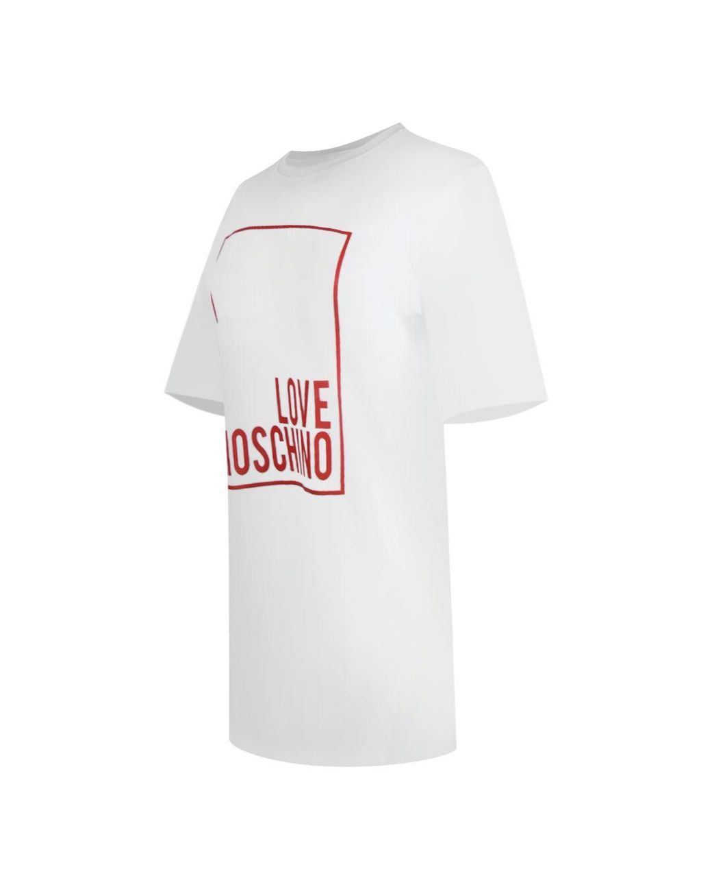 Love Moschino Gray Large Box Logo Oversized Mini T-Shirt Dess Cotton