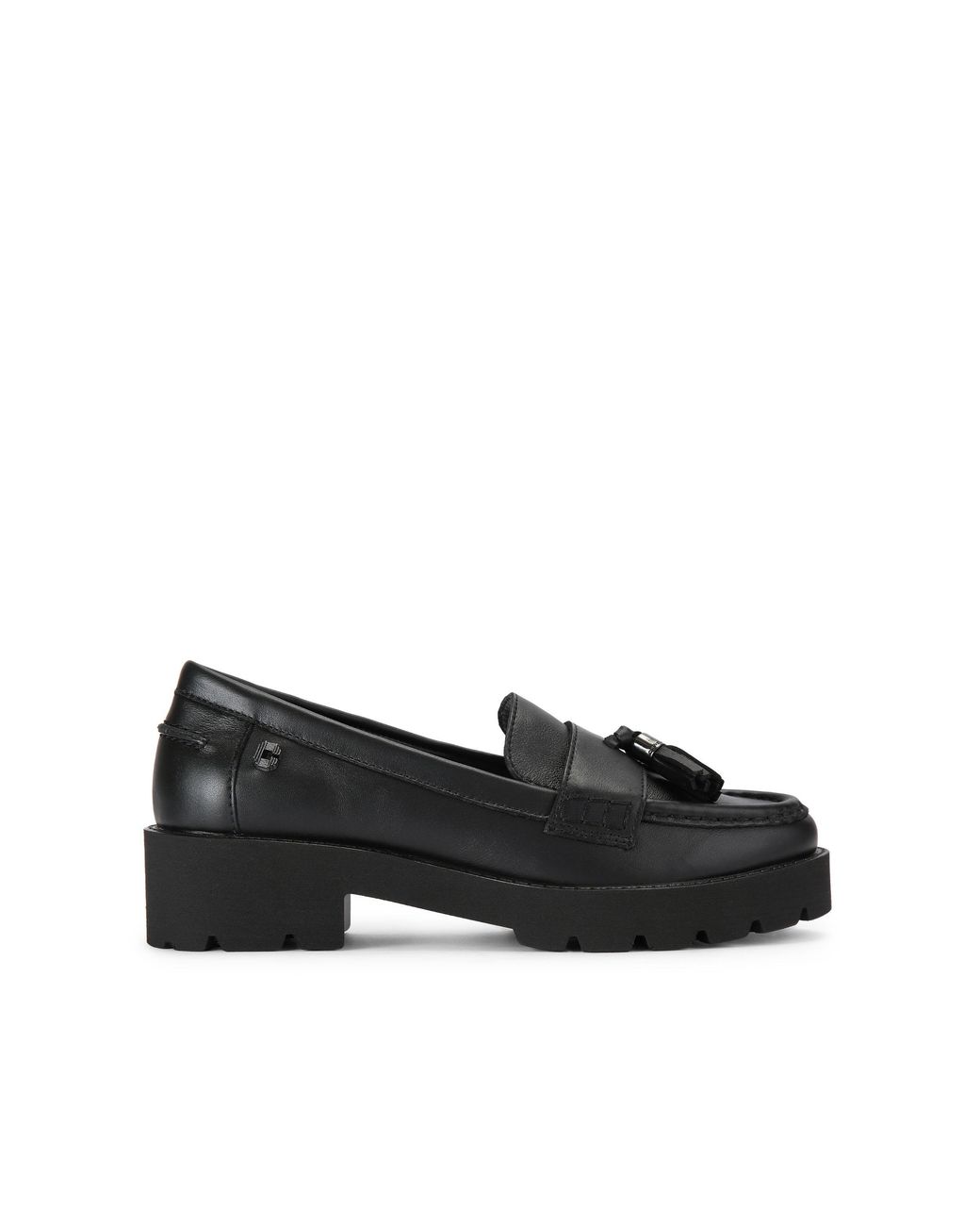Carvela Kurt Geiger Black Leather Snap Chunky Tassel Loafers