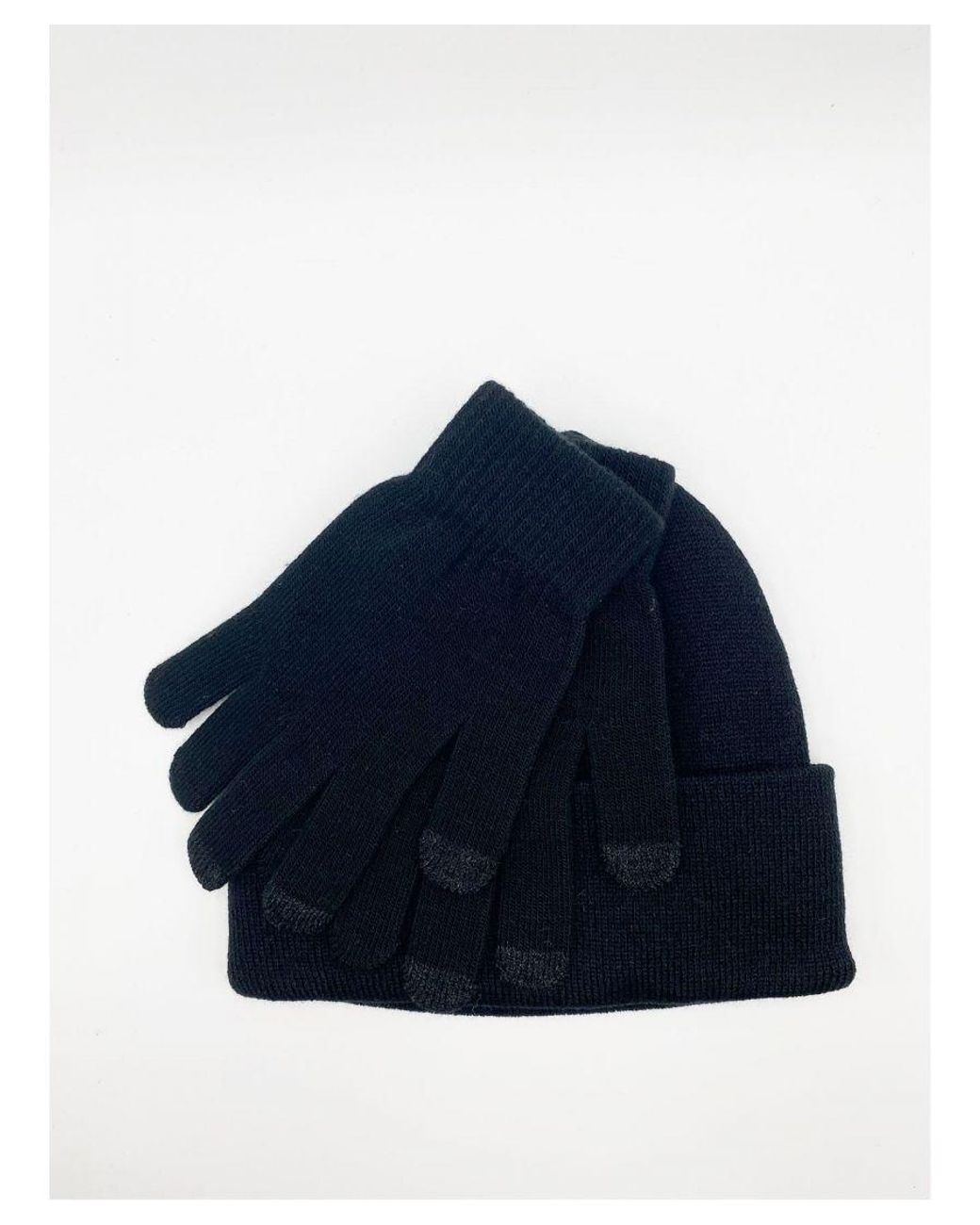 SVNX Blue Knitted Beanie And Gloves Set
