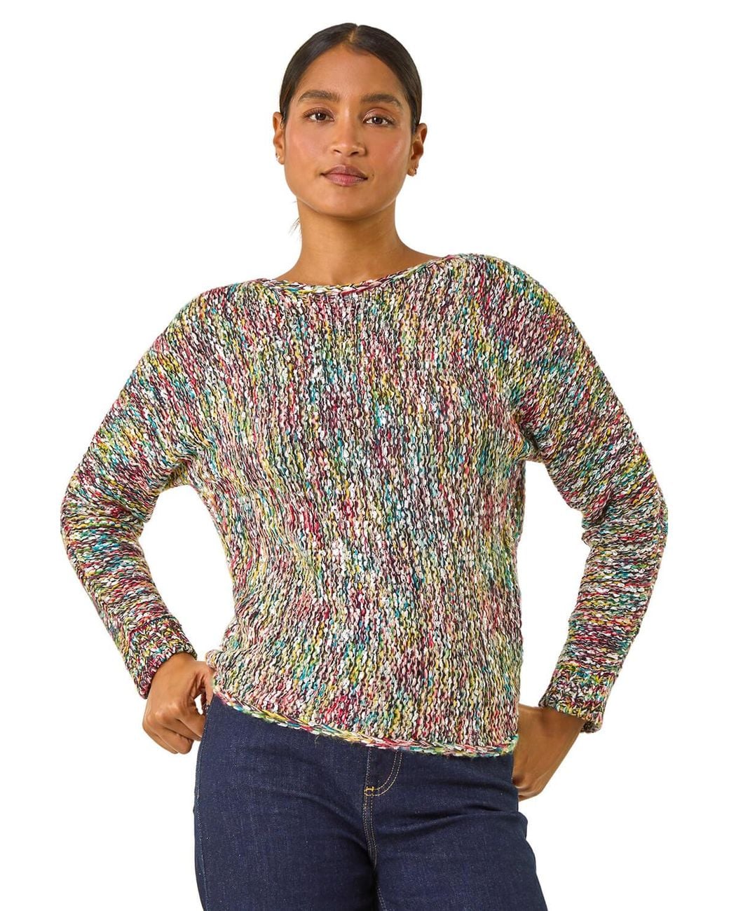 Roman Gray Patterened Tape Yarn Knit Jumper
