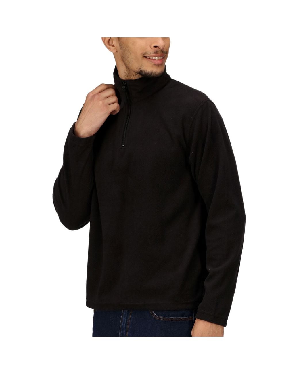Regatta Black Professional Micro Zip Pullover Half Zip Fleece Jumper Sweater for men