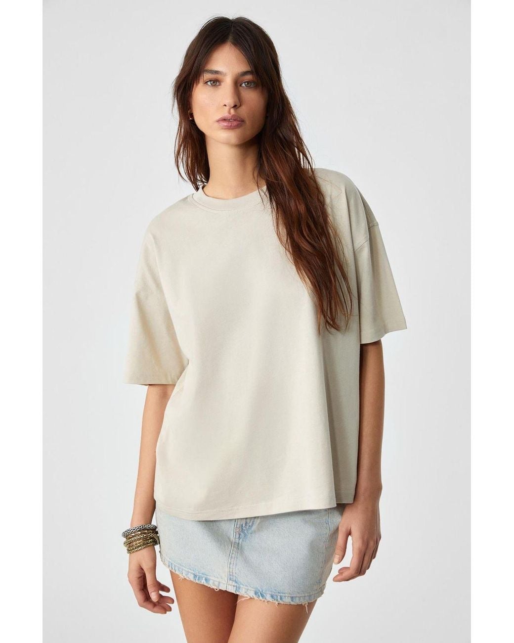Grimelange White Oversized Crew Neck T-Shirt