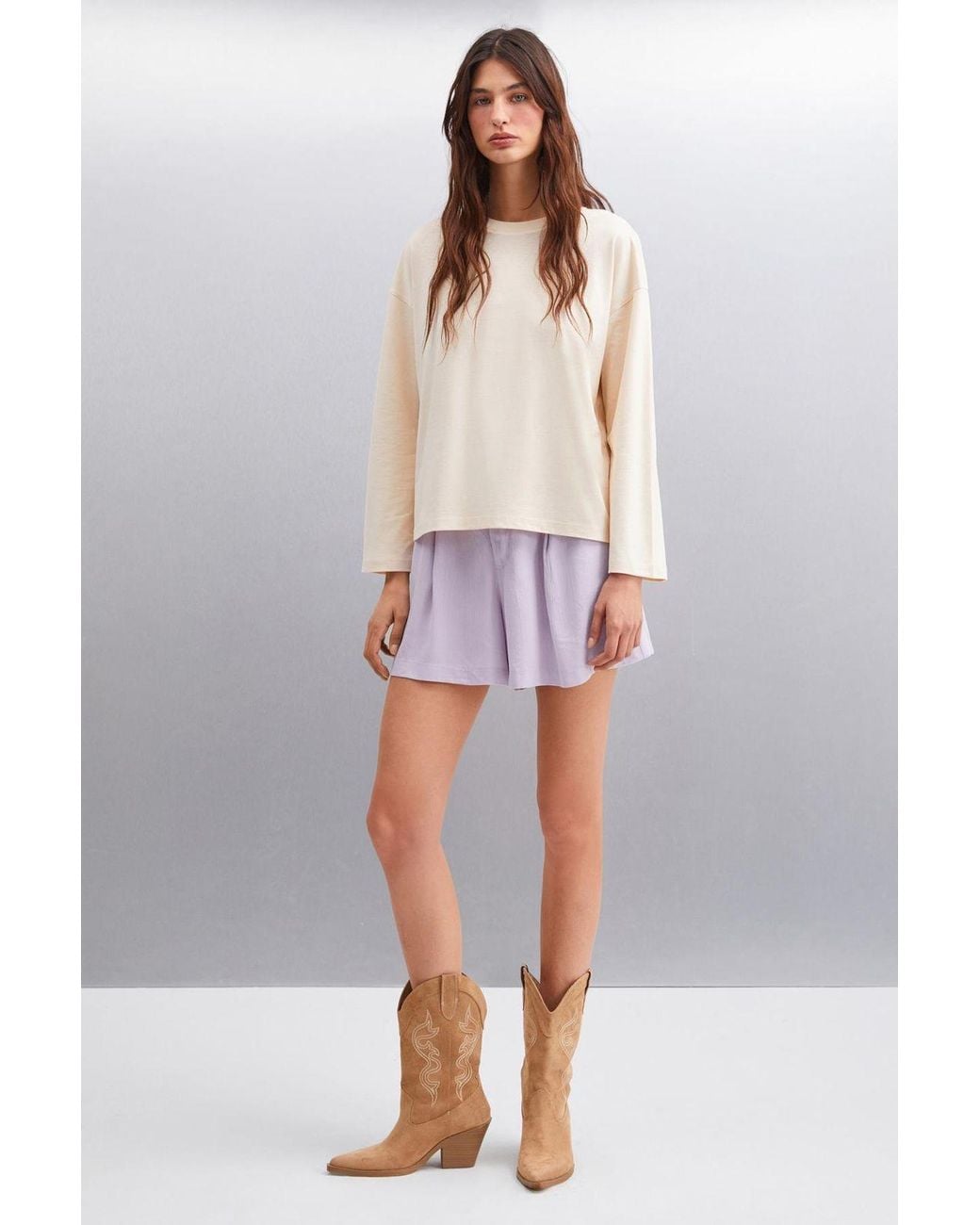 Grimelange Natural Oversized Crew Neck T-Shirt