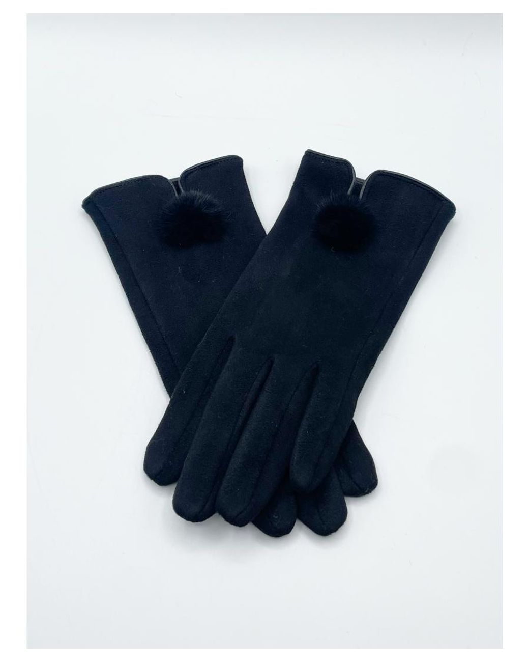 SVNX Blue Sleek Gloves With Pom Pom