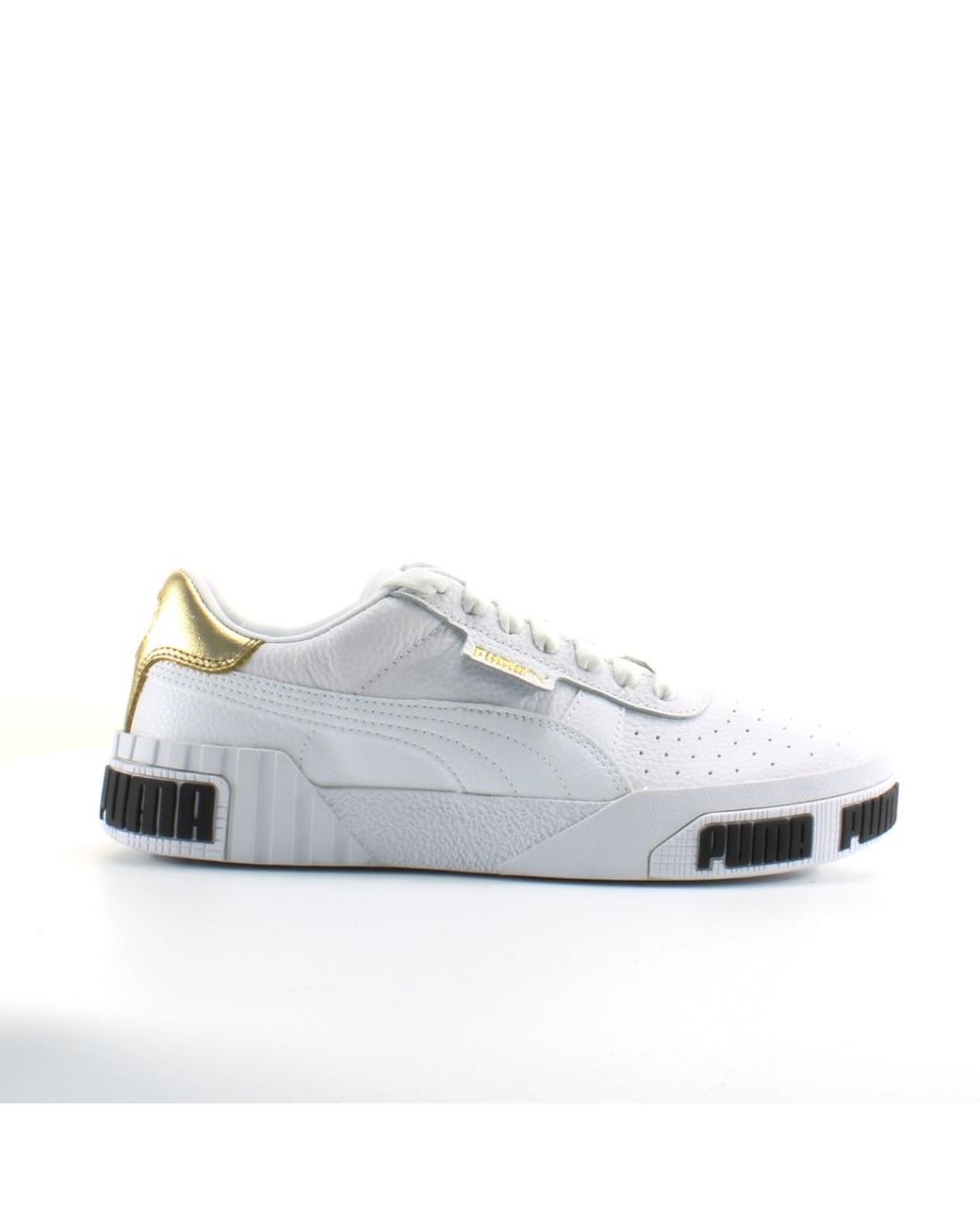 PUMA White Cali Bold Leather Lace Up Trainers 371207 01