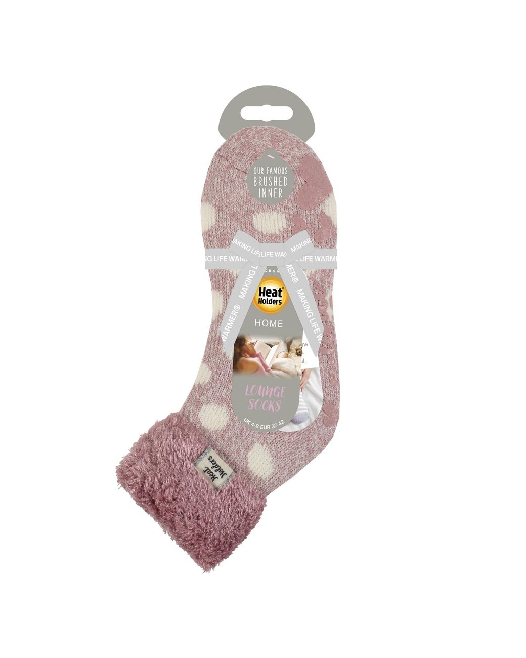 Heat Holders Pink Ladies Cuddly Fluffy Sliper Bed Socks With Feather Top